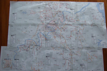 ブリスベンの自転車道路地図手作り版(笑)